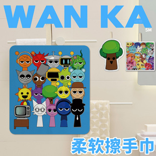 音乐节奏盒子Sprunki儿童幼儿园小毛巾卫生间毛巾擦手布卡通可爱