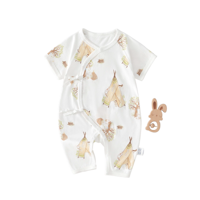 温巢新生婴儿衣服夏季短袖连体衣