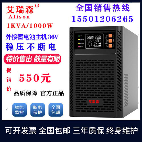艾瑞森C1KS在线式UPS电源长机1KVA/1000W外接电池电脑稳压服务器