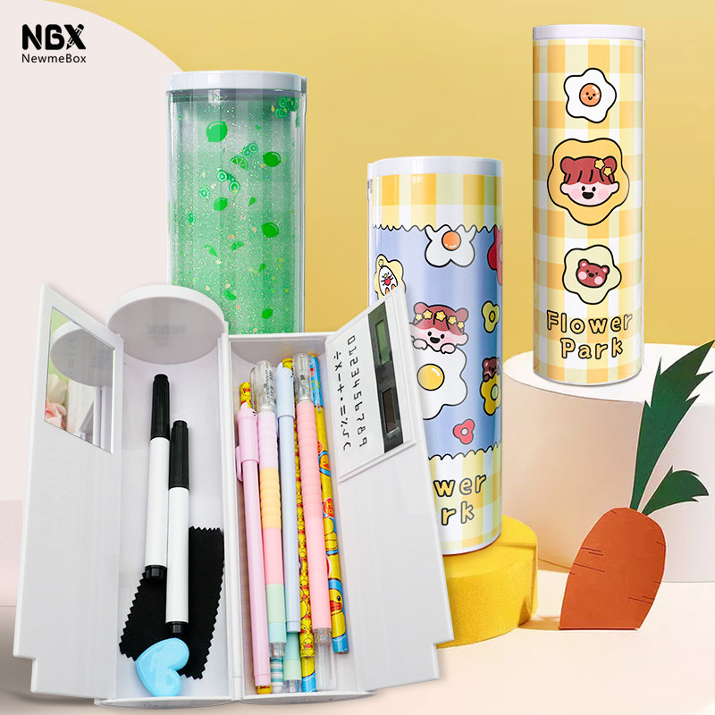 nbx阿布家族网红多功能流沙笔盒抖音同款圆柱体文具盒中小学大容量