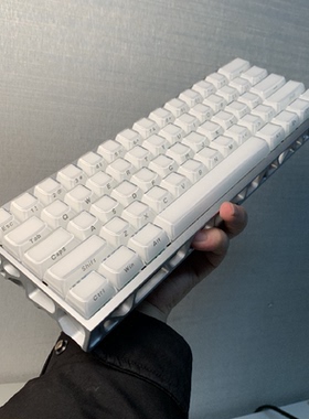 wooting60v2满改磁轴成品客制化改装键盘果冻键帽白色镂空外壳