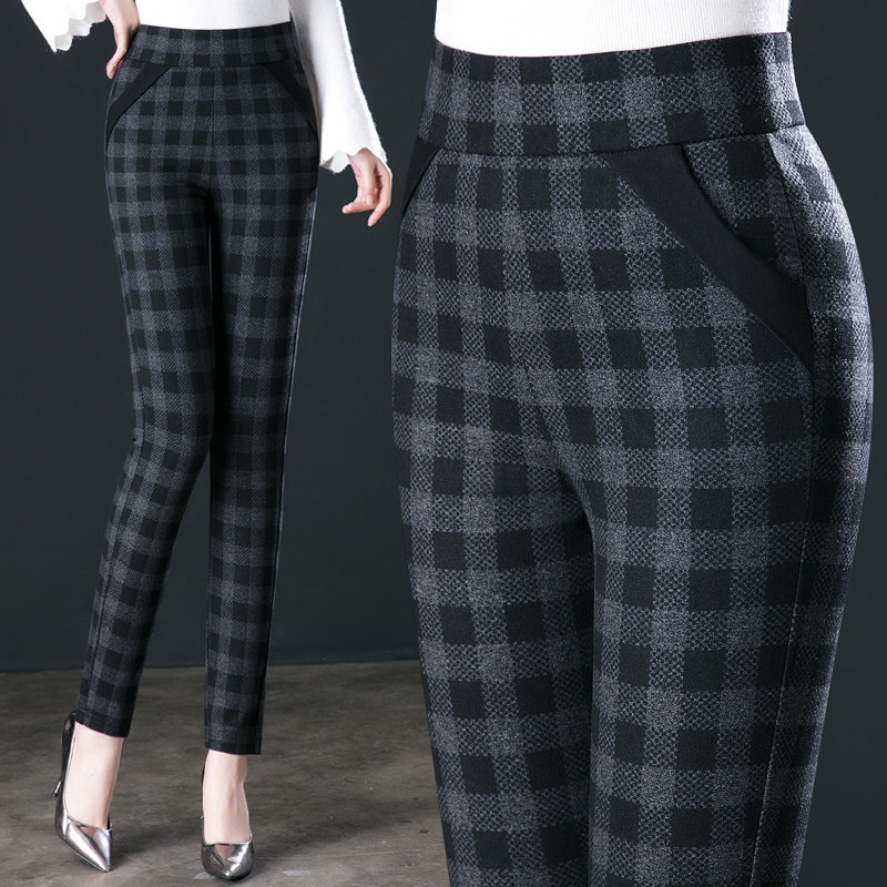 中年妈妈裤子春秋2023新款高腰弹力松紧腰女裤外穿显瘦长裤休闲裤