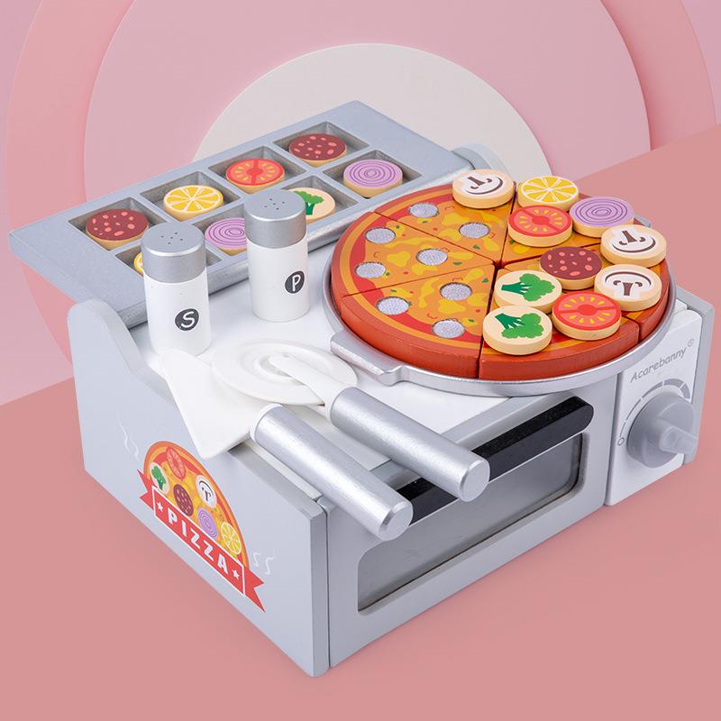 木制过家家披萨烤箱切切乐仿真厨房做饭餐具套装益智宝宝玩具