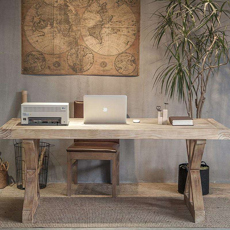 美式实木复古简约书桌做旧餐厅餐桌电脑桌商用工作室办公桌