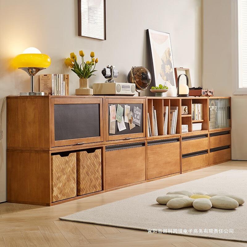 实木斗柜自由组合书柜矮柜落地书架置物架电视柜储物收纳柜格子柜