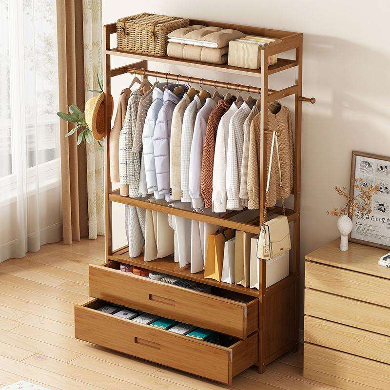 衣帽架子卧室落地衣服置物架家用挂衣架收纳架简约多功能民宿衣柜