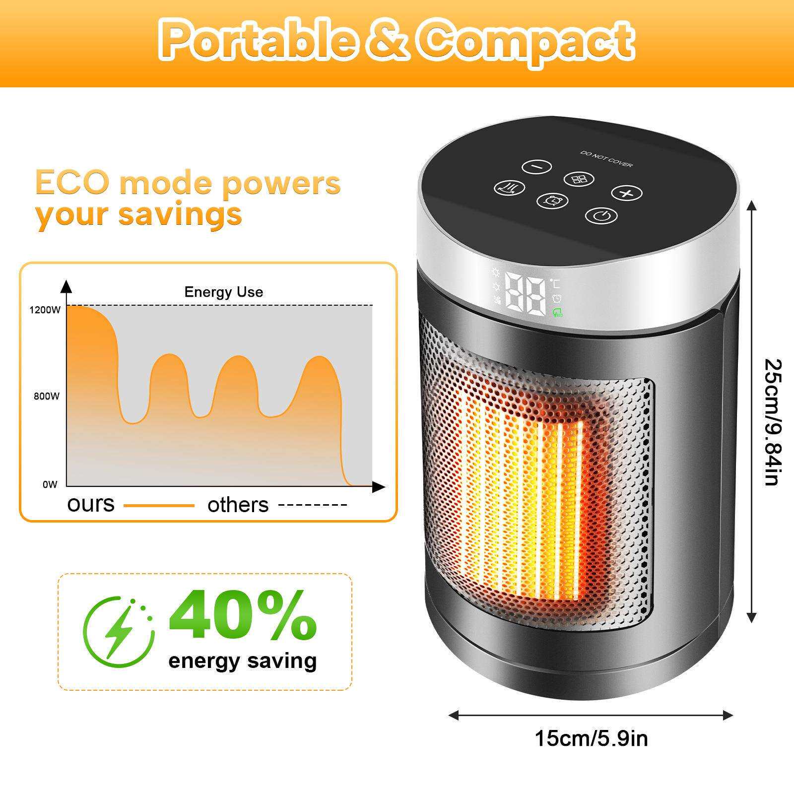 110v220v美英欧规暖风机触摸屏遥控加热器桌面电暖器小太阳取暖器