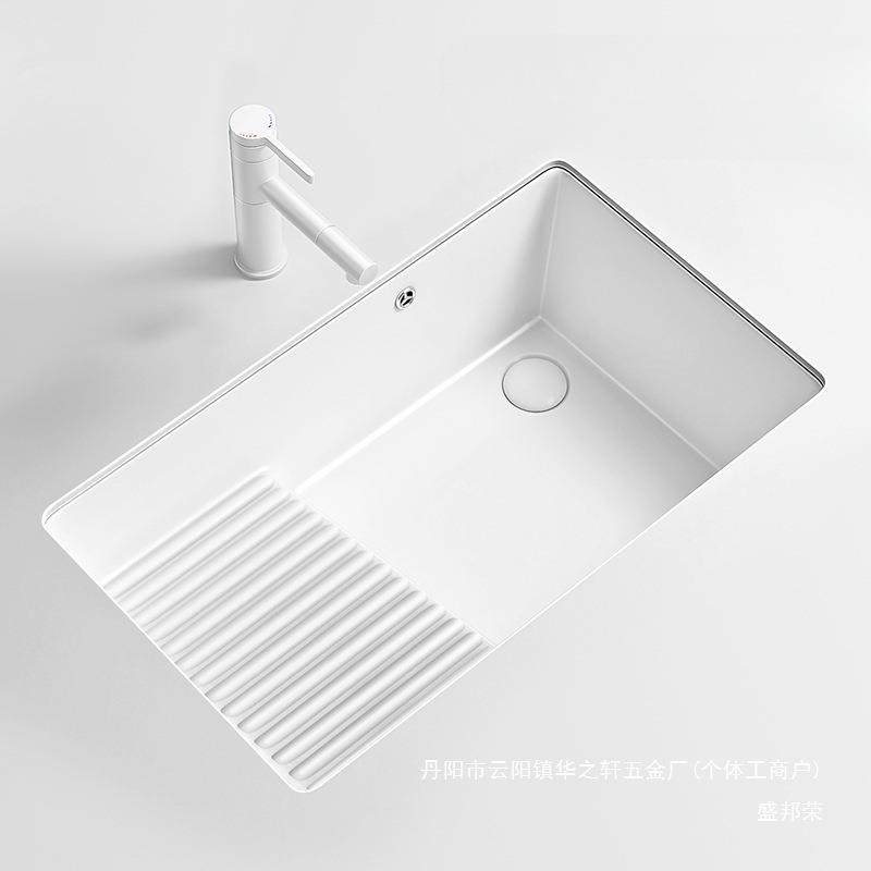 洗衣盆带搓衣板一体陶瓷台盆侧水阳台洗衣池大小尺寸洗水槽无