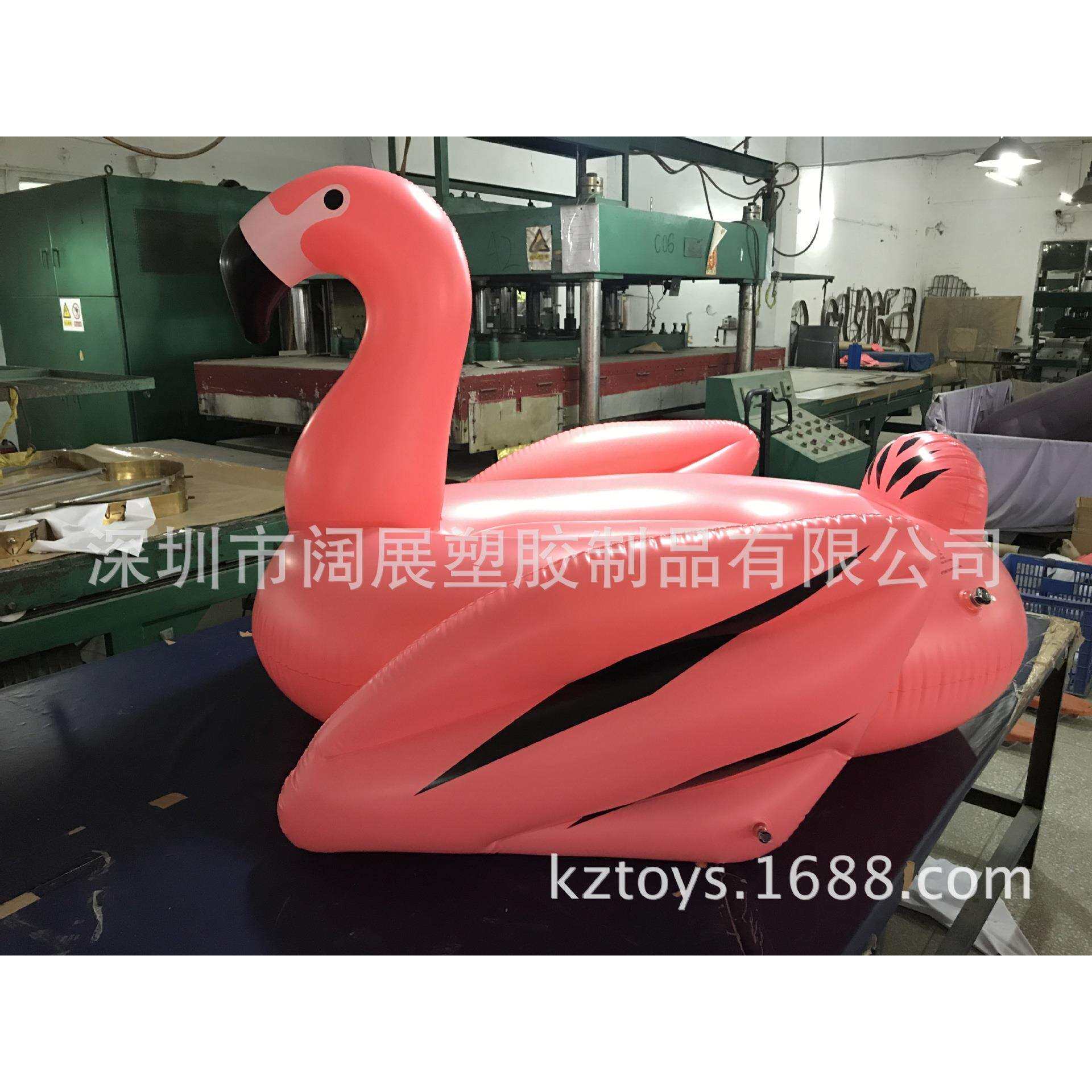 现货充气尖嘴粉天鹅粉色火烈鸟带杯洞绳扣红天鹤浮排坐骑