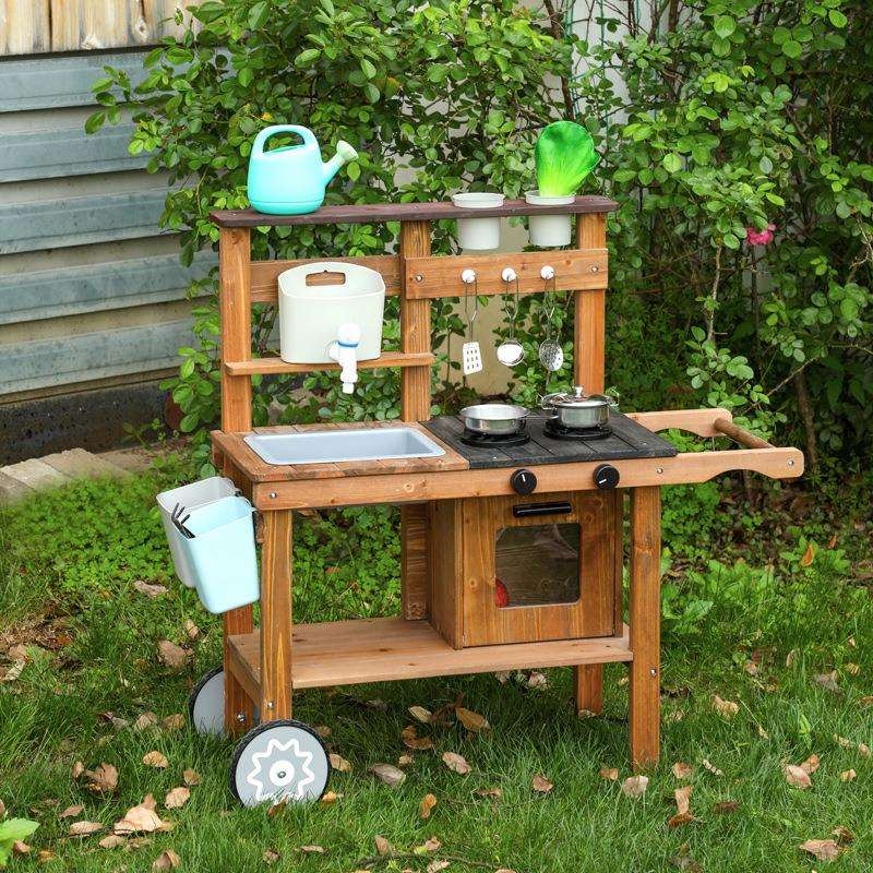 木制户外厨房套装儿童益智亲子互动动手能力培养宝宝做饭野炊玩具