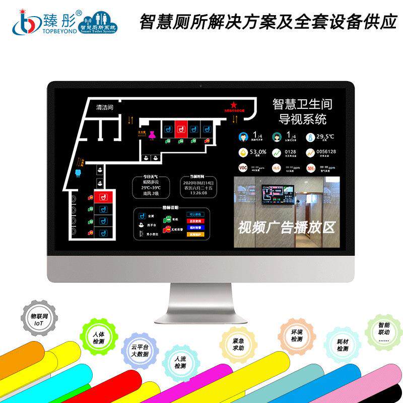智慧公厕系统厕位有人无人显示屏蹲位状态感应器LED屏智慧厕所