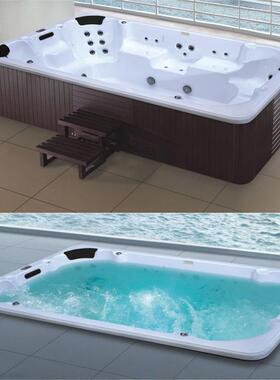 花园泳池10-12人亚克力恒温浴缸冲浪按摩缸户外大池泡澡浴池tubs