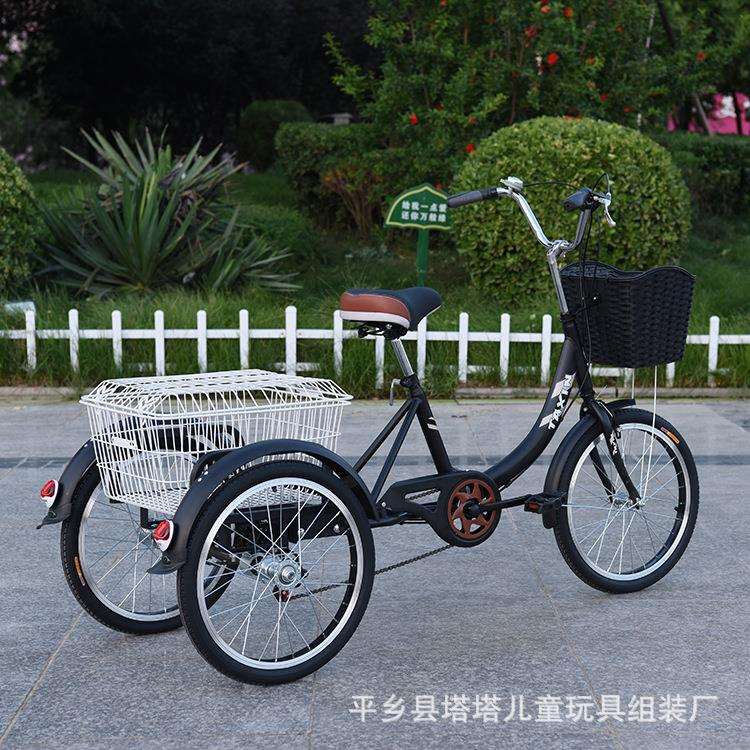 老年人力三轮自行车成人菜筐两用男女式脚踏三轮带框工厂