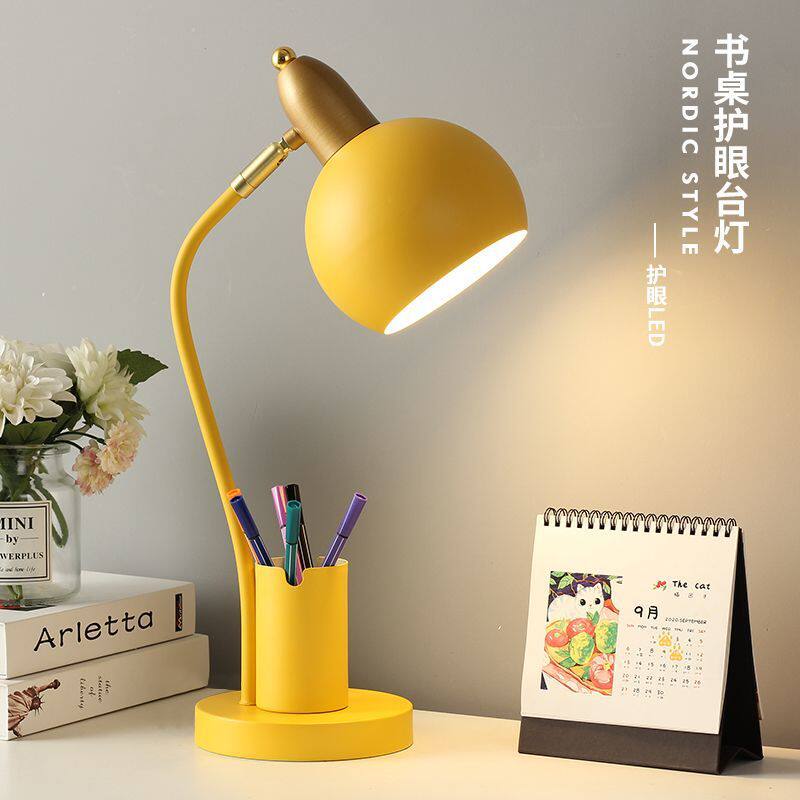 简约护眼书桌笔筒台灯学习专用学生插电式家用床头灯跨境包邮