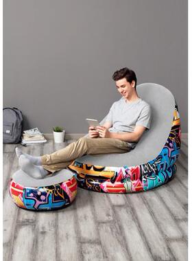 Bestway75076充气单人植绒沙发懒人沙发午休躺椅