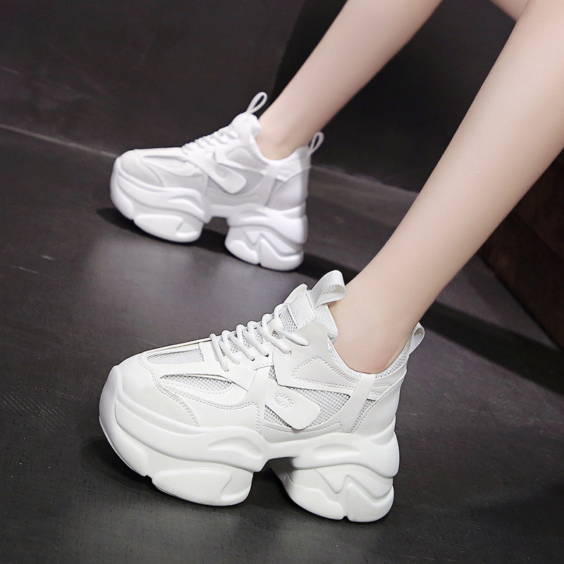 厚底老爹鞋女款2026夏季新款百搭8cm增高网鞋女透气网面运动鞋
