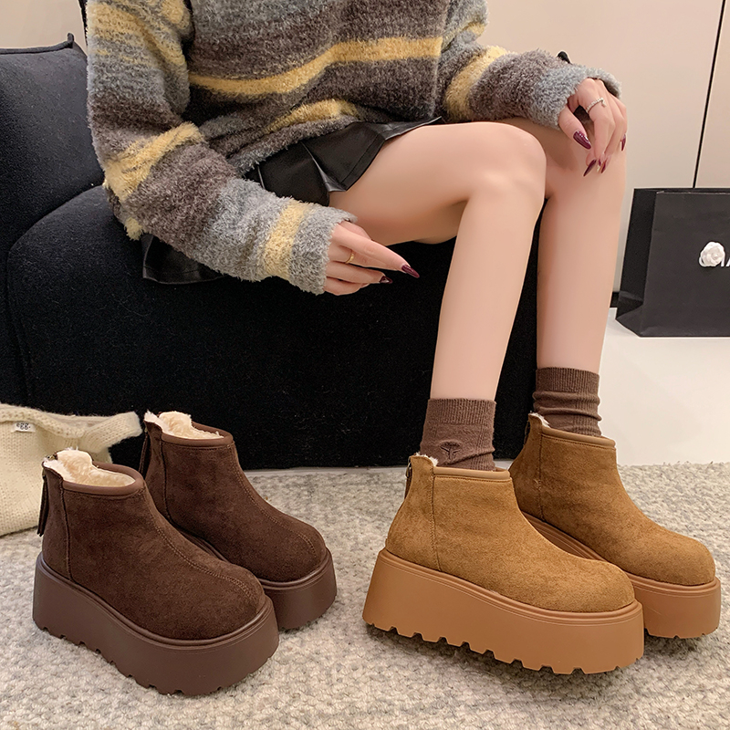 加厚保暖短筒棉靴松糕底棉鞋