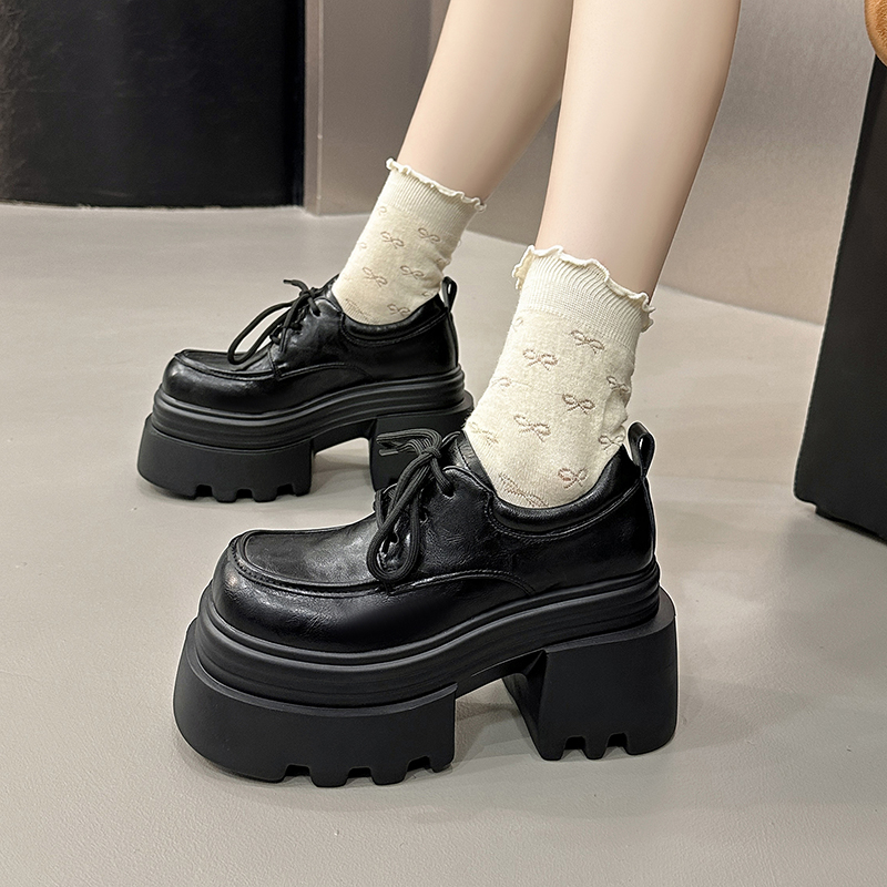 厚底乐福鞋粗跟真皮单鞋