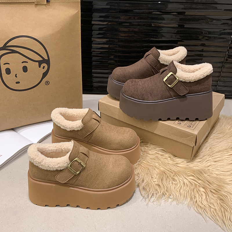 真皮厚底加绒勃肯鞋女2025
