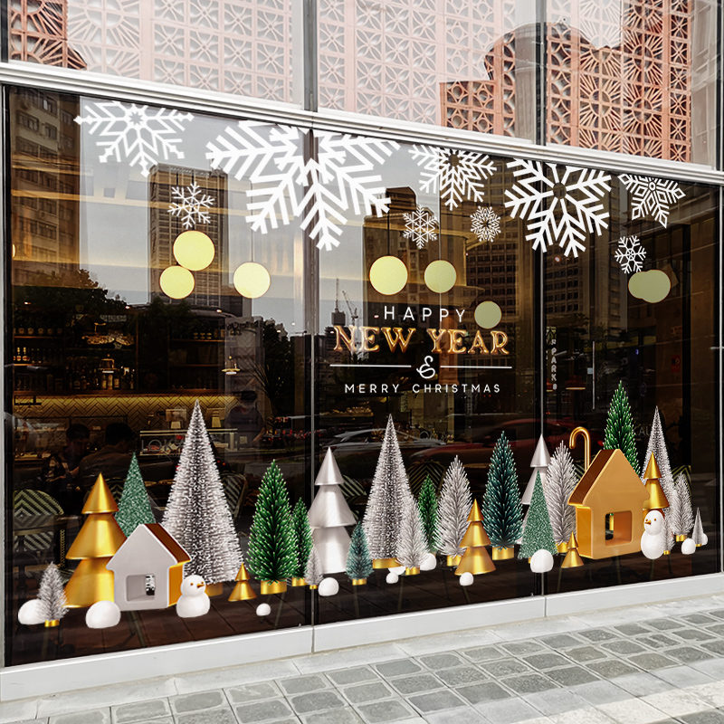 圣诞节装饰静电玻璃门贴纸