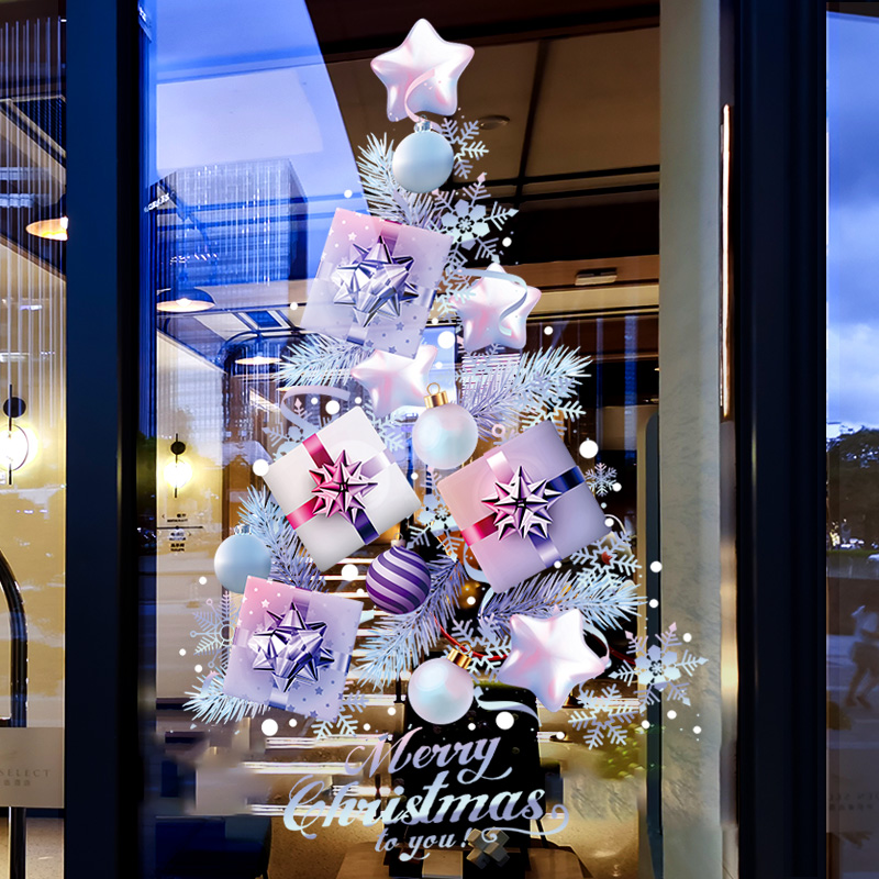 圣诞节装饰布置玻璃门贴纸