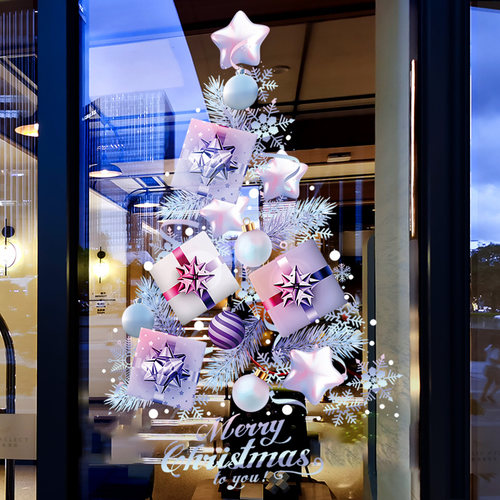 圣诞节装饰布置玻璃门贴纸