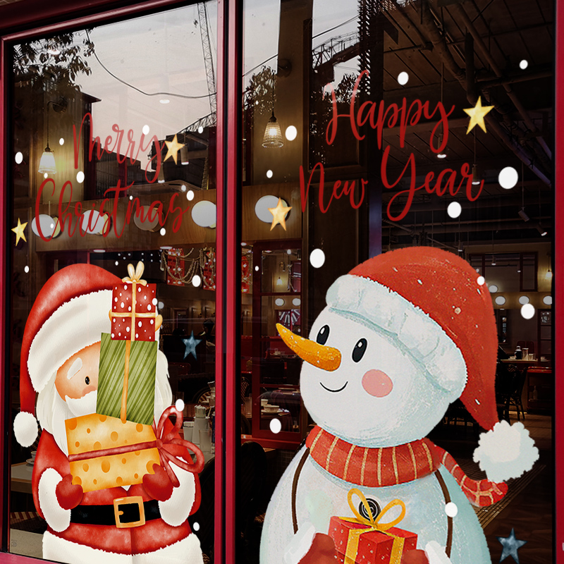 圣诞节装饰静电玻璃门贴纸