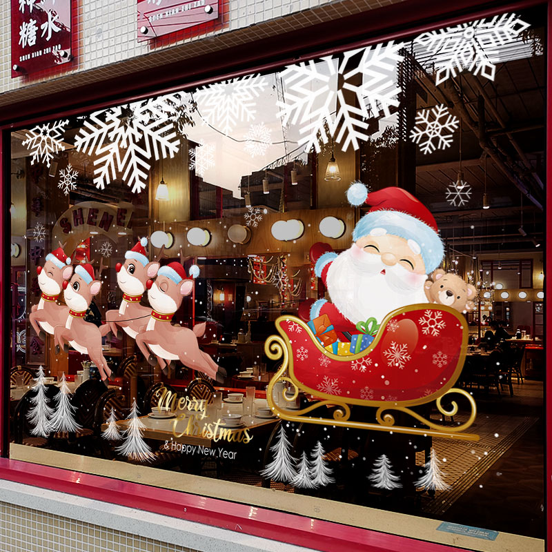圣诞节装饰布置玻璃贴门贴纸