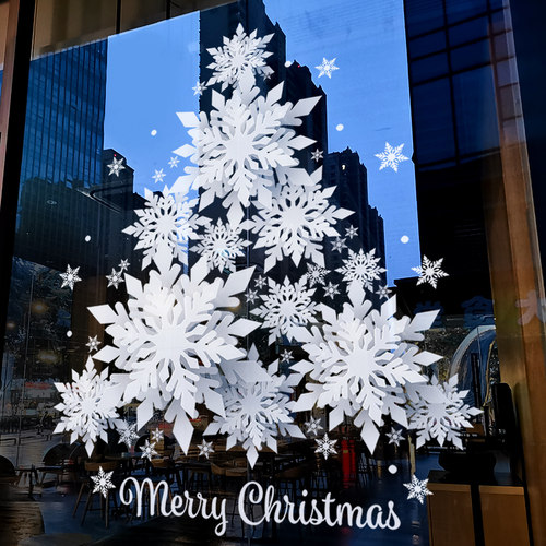 静电贴玻璃门贴纸圣诞节装饰布置