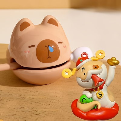 卡皮巴拉木鱼小狗蛇点点招财纳福办公室桌面摆件蛇年吉祥物装饰品