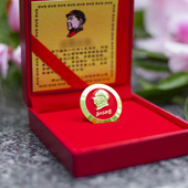 毛爷爷头像黄铜鎏金胸针 为人民服务纪念徽章 毛爷爷徽章老物件