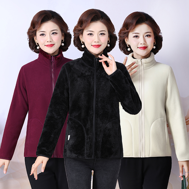 男女双面穿抓绒衣加绒加厚外套