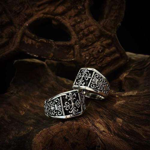 EBXBZ复古十字架开口戒指男女情侣对戒个性银饰指环