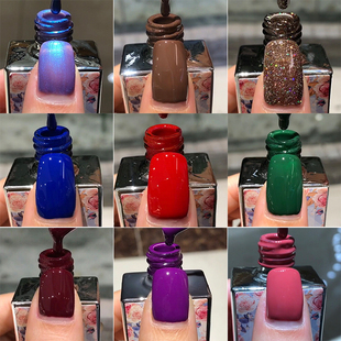 2025年新款 春夏显白紫绿色甲油胶奶咖色美甲胶车厘子爆闪亮片套装