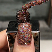 花芽美甲新款 七彩镭射糖果彩虹色亮片甲油胶显白爆闪指甲持久 日式