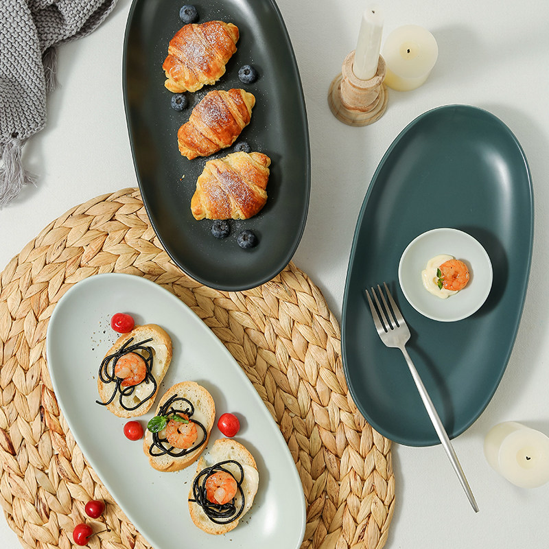 jiwoo北欧风餐具陶瓷蒸鱼鱼盘大长盘家用厨房个性大号椭圆鱼盘子,餐饮具,盘,淘宝优惠券,粉丝福利购,淘宝优惠卷