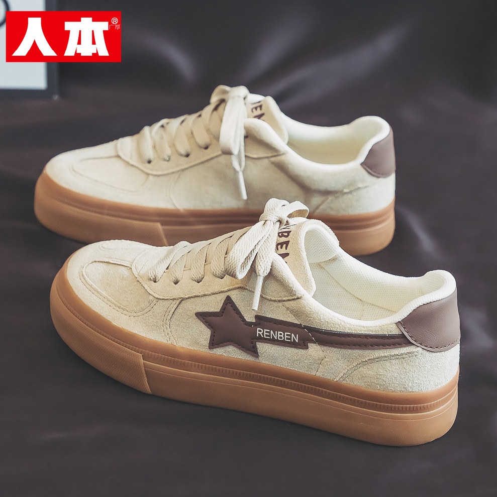 人本德训鞋女款2025秋季新款运动休闲鞋百搭学生透气帆布鞋女板鞋