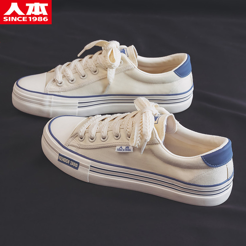 人本减震帆布运动低帮男鞋