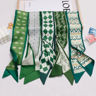 绿色系显白嫩ins百搭丝带绑发法式蝴蝶结头带气质缠包带结婚丝巾