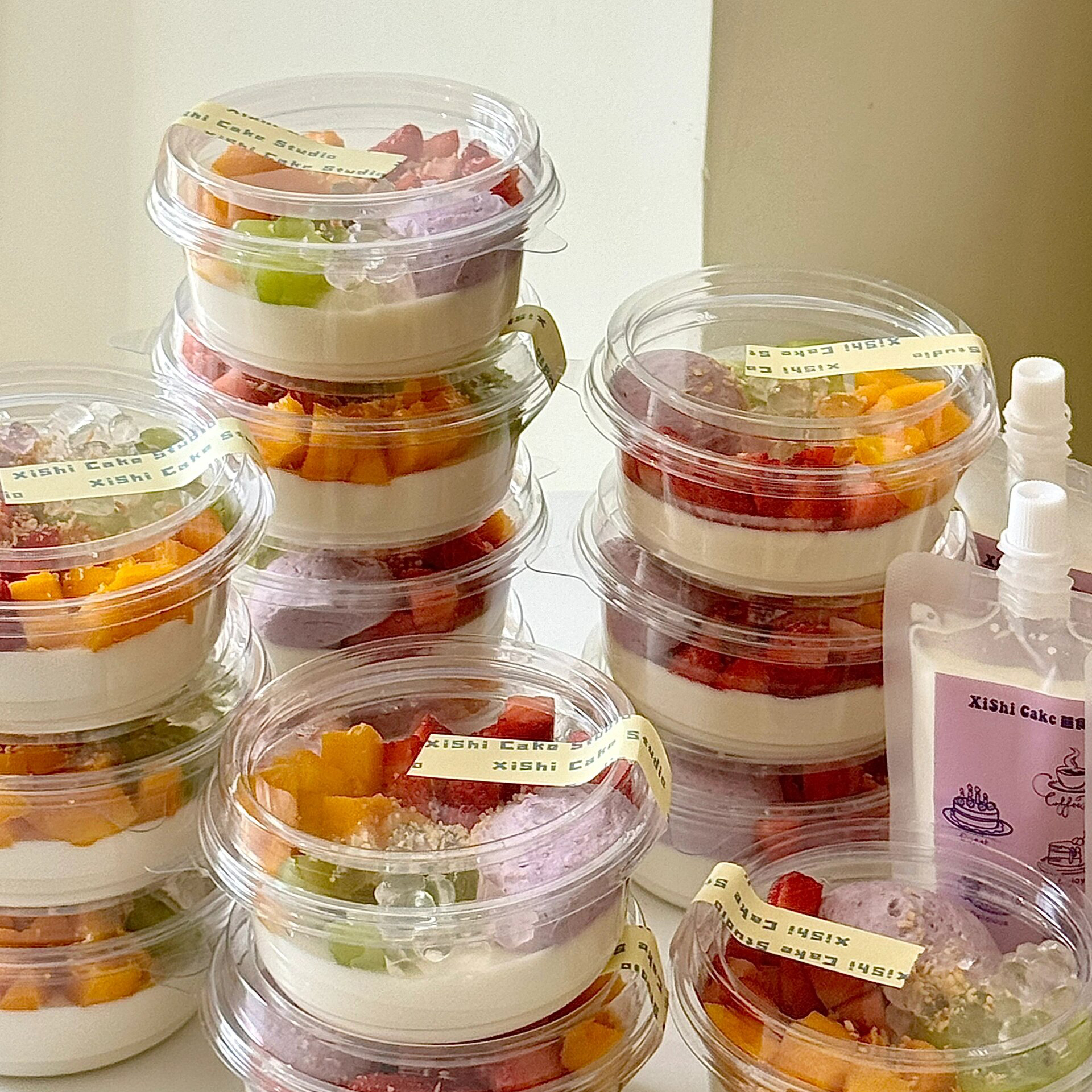 椰奶冻杯芋圆水果捞打包盒