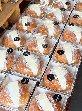 奶油面包盒菠萝包三明治牛角包手撕面包可颂贝果包装盒方形甜品盒