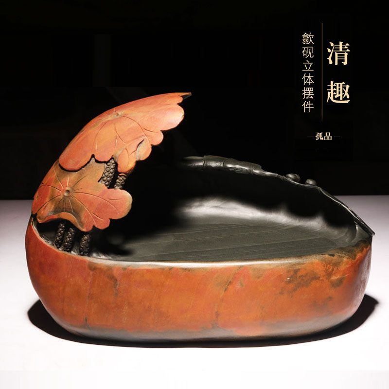 礼品金皮籽料歙砚书法专用砚台