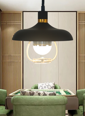 棋牌室升降灯麻将黑色吊灯简约餐厅吧台伸缩灯创意书房鱼线拉伸灯