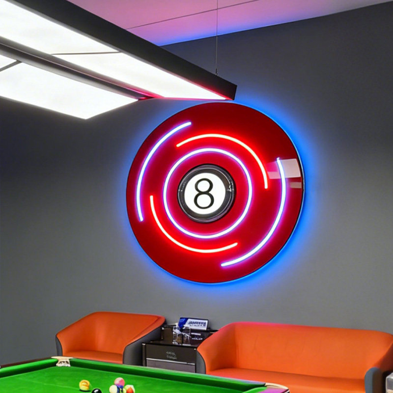 台球厅背景墙黑桃8灯箱定制台球俱乐部装饰壁灯创意立体墙氛围灯,家装灯饰光源,壁灯,淘宝优惠券,粉丝福利购,淘宝优惠卷