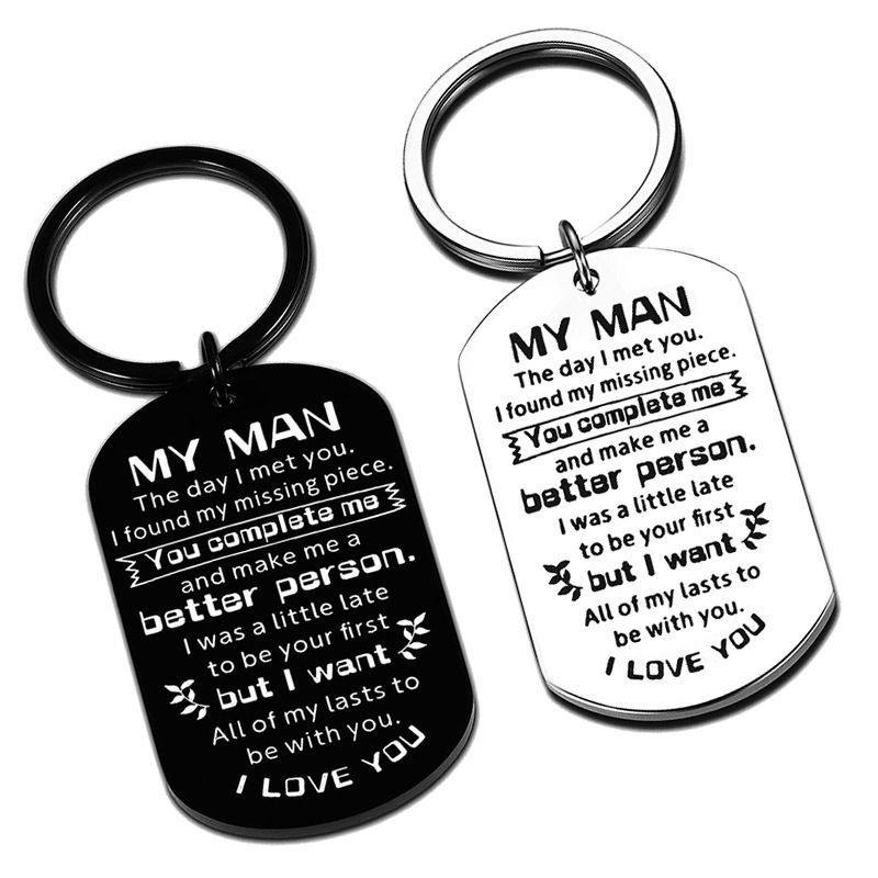 欧美情人节周年纪念日礼物情侣军牌不锈钢钥匙扣