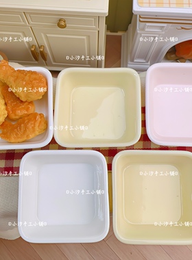 定制仿真微缩食玩方形快餐盒diy奶油胶树脂饰品配件摆件捏捏盘子
