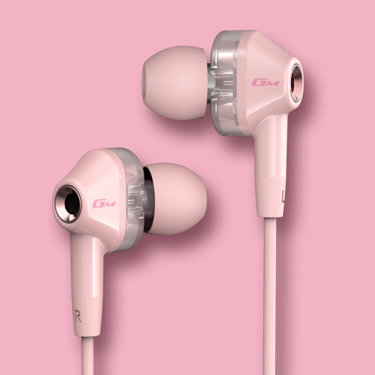 漫步者粉色入耳式耳机有线电竞游戏专用降噪台式电脑有线女生耳麦