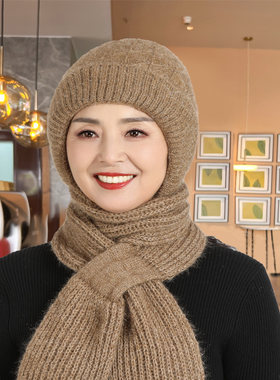 中老年帽子女加绒厚围巾一