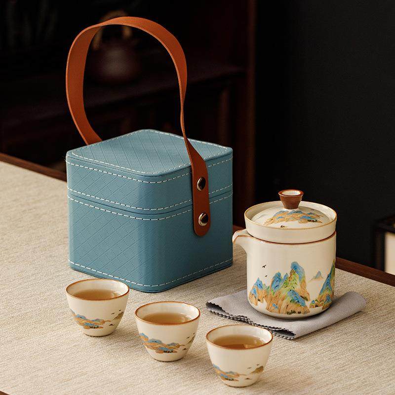 几欢千里江山便携式旅行茶具套装户外泡茶喝茶装备高档陶瓷快客杯,畜牧/养殖物资,畜牧/养殖器械,淘宝优惠券,粉丝福利购,淘宝优惠卷