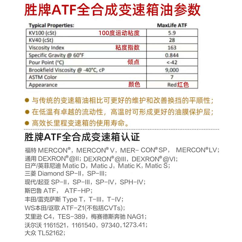 全合成自动变速箱油ATF波箱油4速5速6速7速8速9速at自动挡油